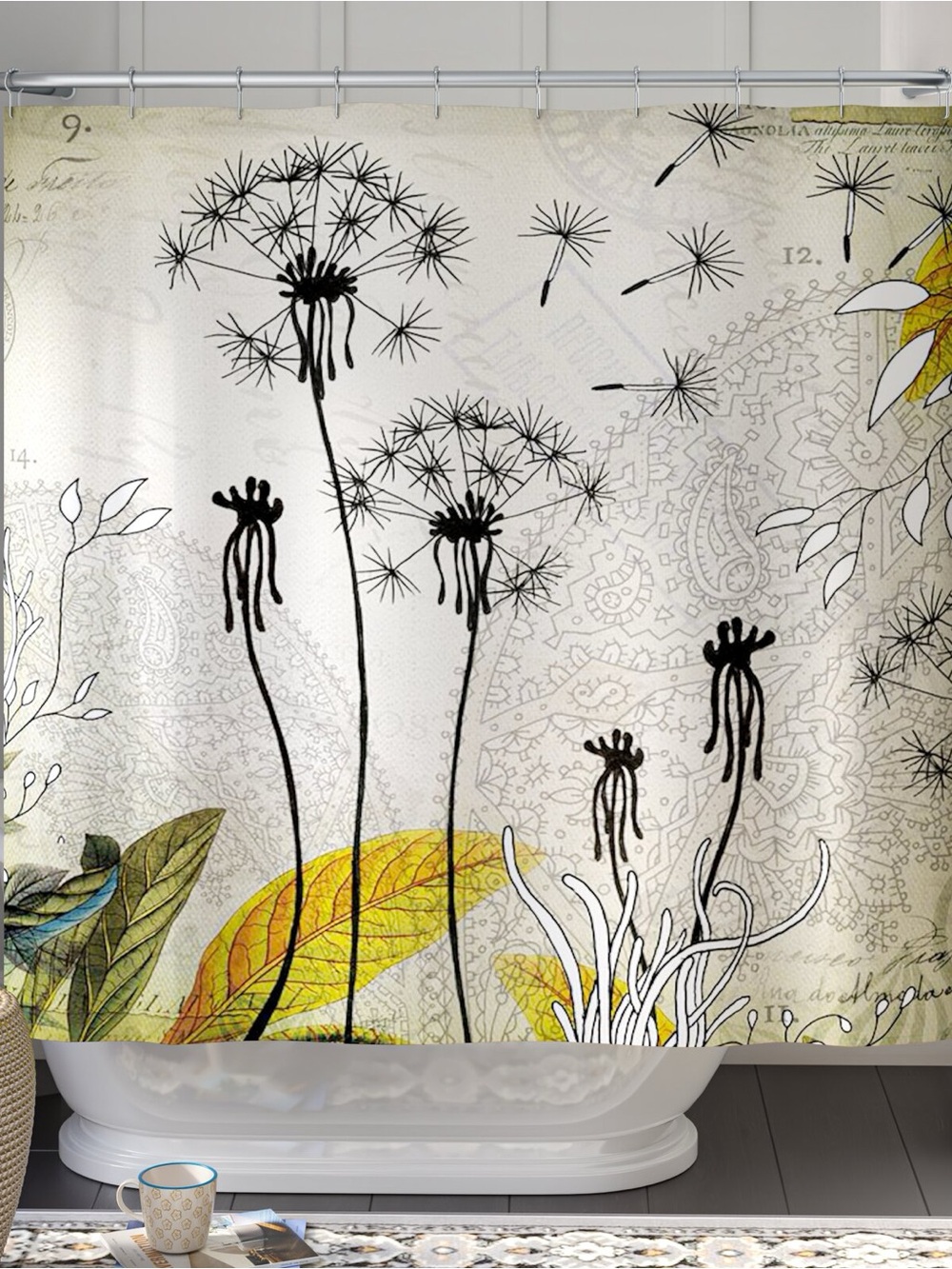 Botanical Dandelion Shower Curtain